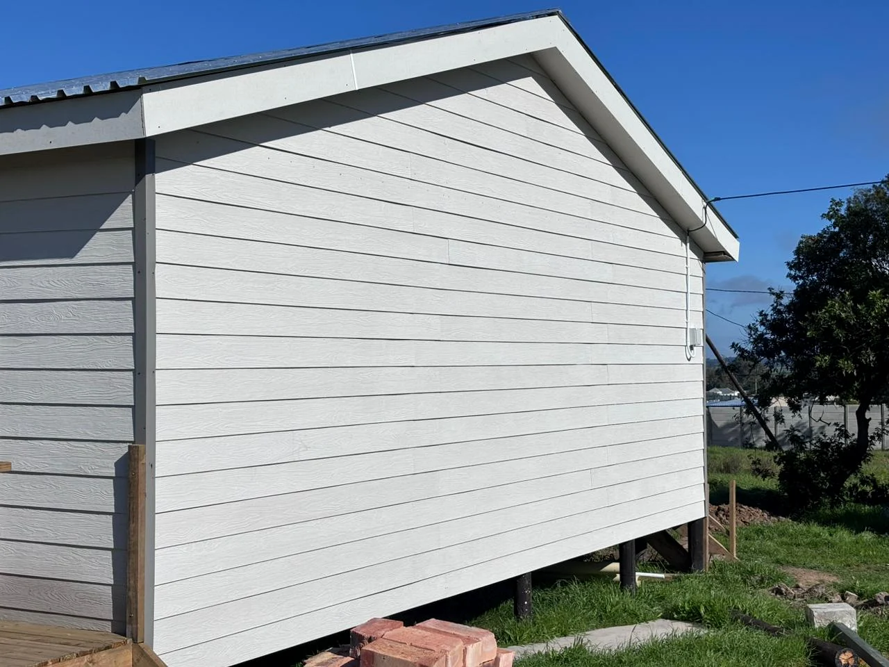 Close-up fibre-cement cladding detail