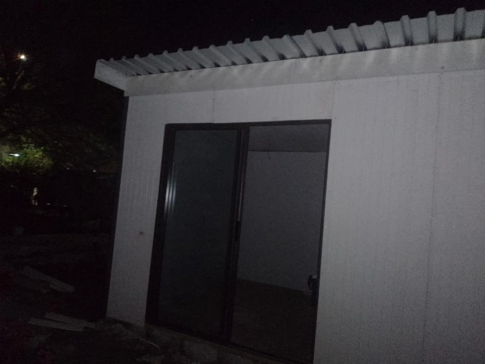 Fibre-cement project photographed at night