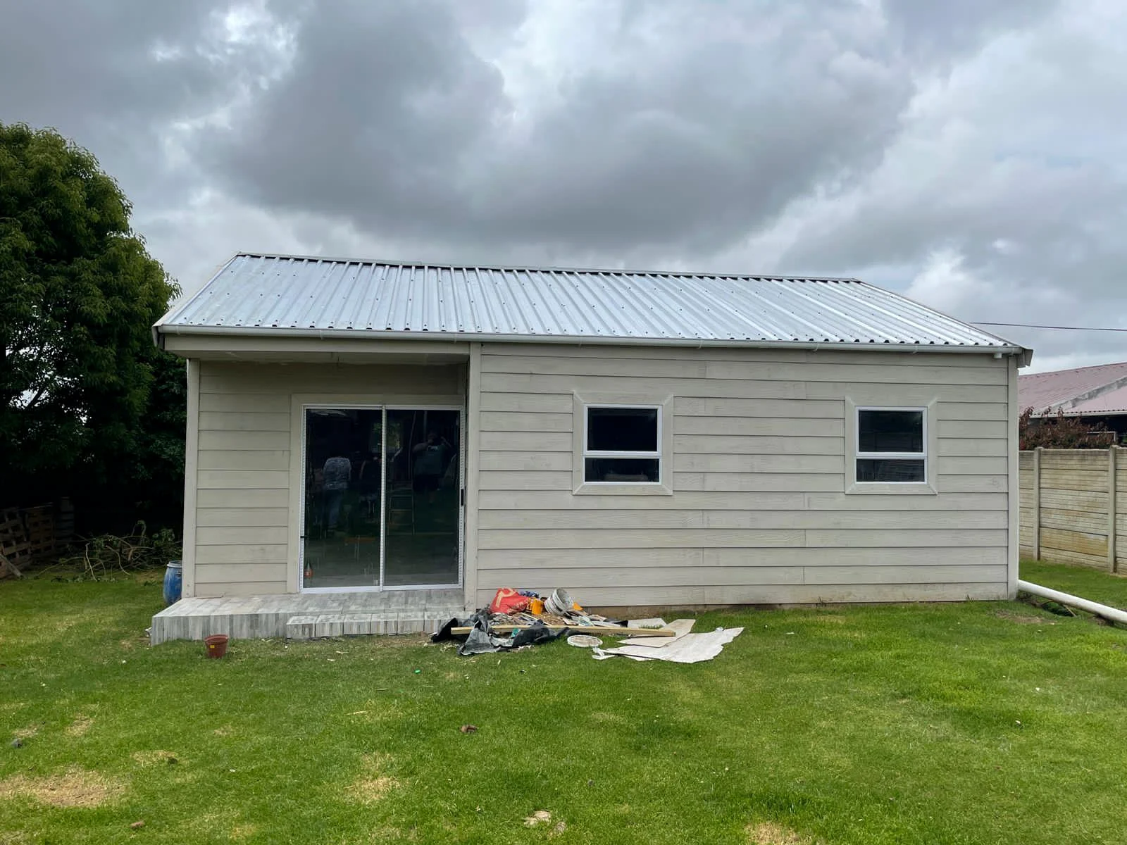 Completed fibre-cement building